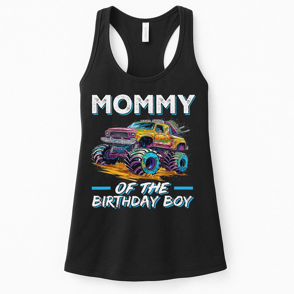 Mommy Of The Birthday Boy Monster Truck Birthday First Bday Womens Tank Top