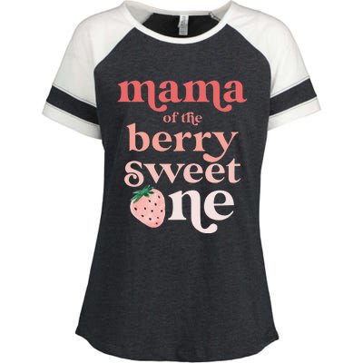 Mama of the Berry Sweet One Strawberry First Birthday 1st Enza Ladies Jersey Colorblock Tee