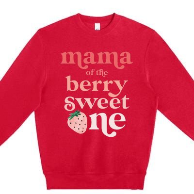 Mama of the Berry Sweet One Strawberry First Birthday 1st Premium Crewneck Sweatshirt