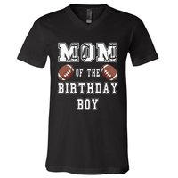 Mom Of The Birthday Boy Football Lover Family Birthday V-Neck T-Shirt