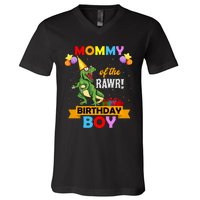 MOMMY OF THE RAWR BIRTHDAY BOY V-Neck T-Shirt