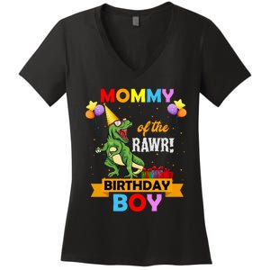 MOMMY OF THE RAWR BIRTHDAY BOY Women's V-Neck T-Shirt