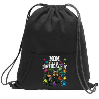 Mom Of The Birthday Boy Paintball Sport Matching Family Sweatshirt Cinch Pack Bag