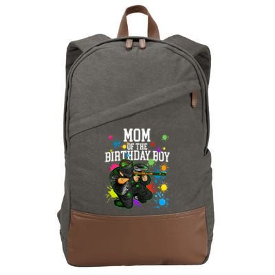 Mom Of The Birthday Boy Paintball Sport Matching Family Cotton Canvas Backpack