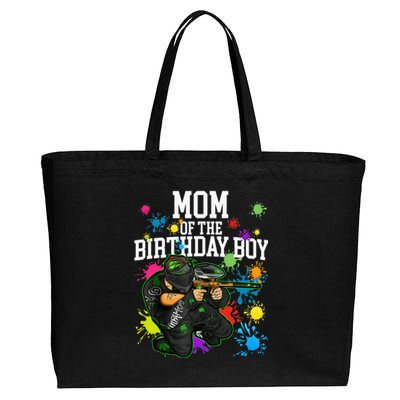 Mom Of The Birthday Boy Paintball Sport Matching Family Cotton Canvas Jumbo Tote