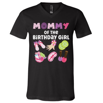 Mommy Of The Birthday Girl Spa Themed Party Matching V-Neck T-Shirt