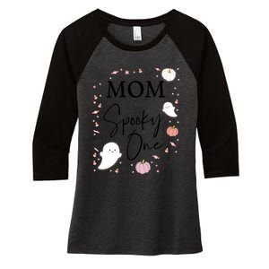 Mom Of The Spooky One Girl First Birthday Halloween Women's Tri-Blend 3/4-Sleeve Raglan Shirt