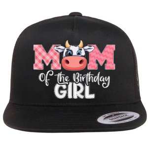 Mom of The Birthday Cow Family Cow Farm Matching Flat Bill Trucker Hat