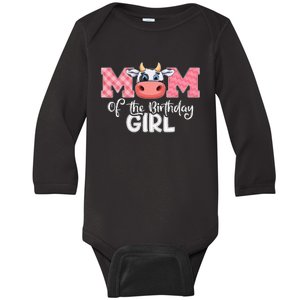 Mom of The Birthday Cow Family Cow Farm Matching Baby Long Sleeve Bodysuit