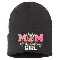 Mom of The Birthday Cow Family Cow Farm Matching Sustainable Knit Beanie