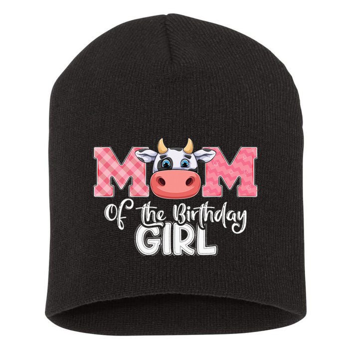 Mom of The Birthday Cow Family Cow Farm Matching Short Acrylic Beanie