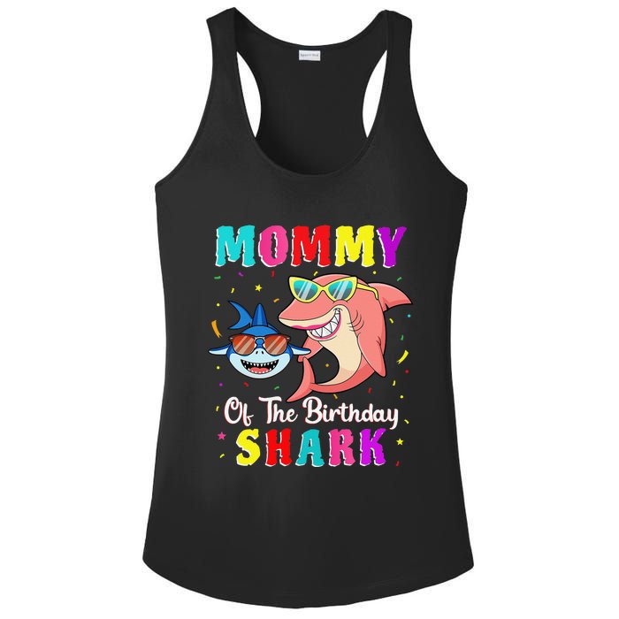 Mommy Of The Shark Birthday Family Matching Birthday Son Ladies PosiCharge Competitor Racerback Tank