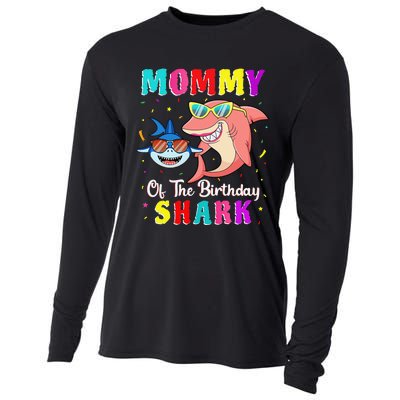 Mommy Of The Shark Birthday Family Matching Birthday Son Cooling Performance Long Sleeve Crew