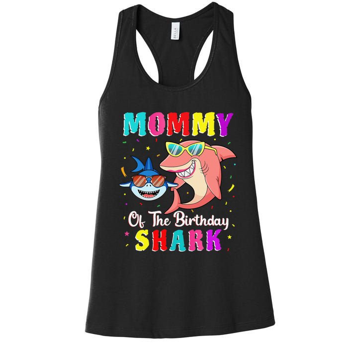 Mommy Of The Shark Birthday Family Matching Birthday Son Women's Racerback Tank