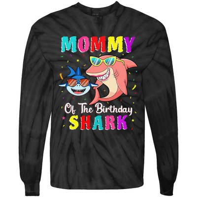 Mommy Of The Shark Birthday Family Matching Birthday Son Tie-Dye Long Sleeve Shirt