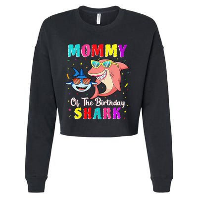 Mommy Of The Shark Birthday Family Matching Birthday Son Cropped Pullover Crew