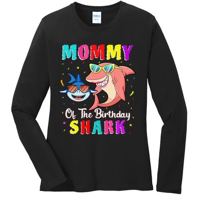 Mommy Of The Shark Birthday Family Matching Birthday Son Ladies Long Sleeve Shirt