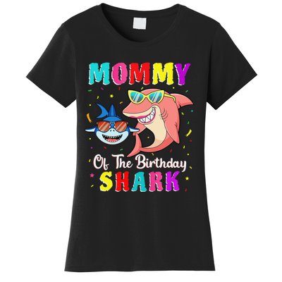 Mommy Of The Shark Birthday Family Matching Birthday Son Women's T-Shirt