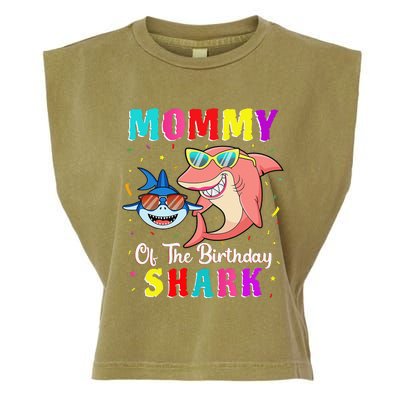 Mommy Of The Shark Birthday Family Matching Birthday Son Garment-Dyed Women's Muscle Tee