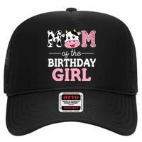 Mom of The Birthday Farm Cow Mommy Mama 1st High Crown Mesh Back Trucker Hat