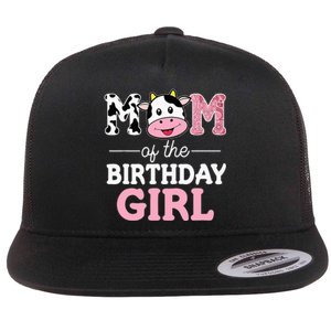 Mom of The Birthday Farm Cow Mommy Mama 1st Flat Bill Trucker Hat