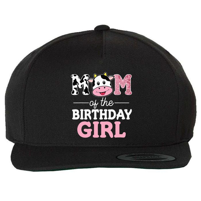 Mom of The Birthday Farm Cow Mommy Mama 1st Wool Snapback Cap