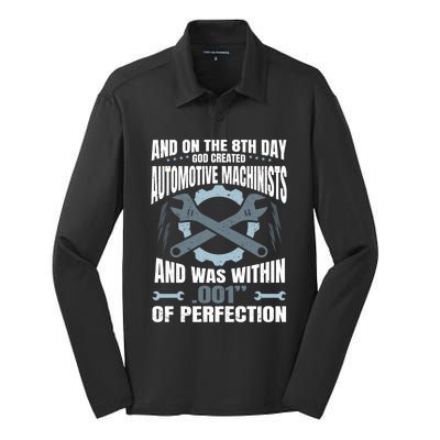 Machining On The 8th Day God Created Automotive Machinist Gift Silk Touch Performance Long Sleeve Polo