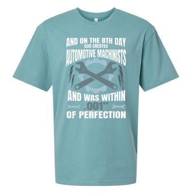 Machining On The 8th Day God Created Automotive Machinist Gift Sueded Cloud Jersey T-Shirt