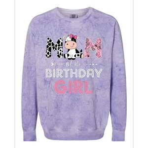 Mom of The Birthday Farm Cow Mommy Family Matching Colorblast Crewneck Sweatshirt