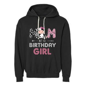 Mom of The Birthday Farm Cow Mommy Family Matching Garment-Dyed Fleece Hoodie