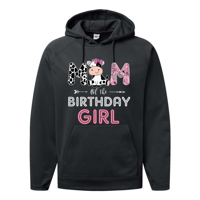 Mom of The Birthday Farm Cow Mommy Family Matching Performance Fleece Hoodie