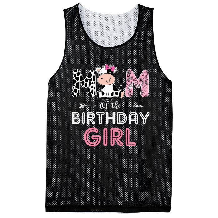 Mom of The Birthday Farm Cow Mommy Family Matching Mesh Reversible Basketball Jersey Tank