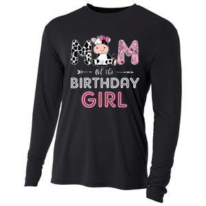 Mom of The Birthday Farm Cow Mommy Family Matching Cooling Performance Long Sleeve Crew