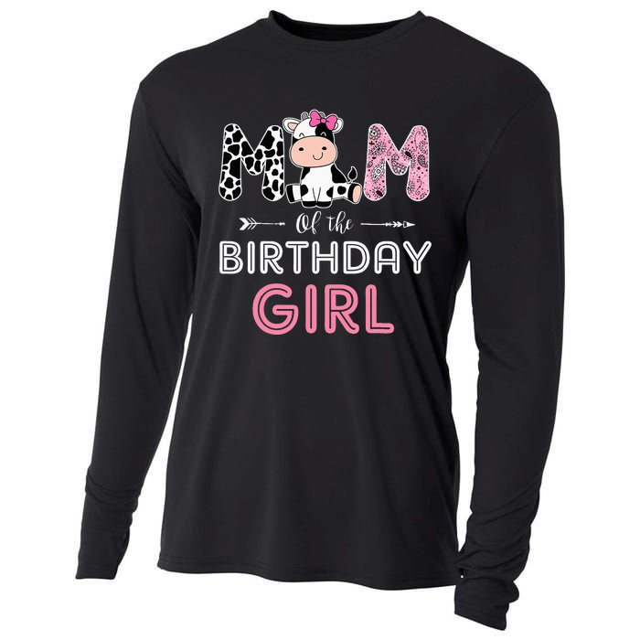 Mom of The Birthday Farm Cow Mommy Family Matching Cooling Performance Long Sleeve Crew