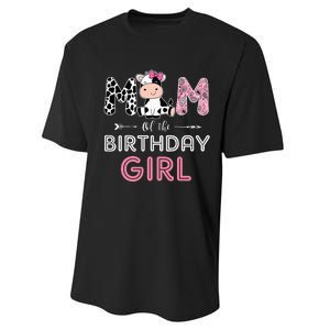 Mom of The Birthday Farm Cow Mommy Family Matching Performance Sprint T-Shirt