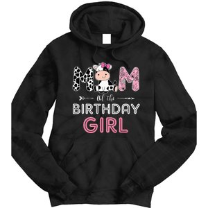 Mom of The Birthday Farm Cow Mommy Family Matching Tie Dye Hoodie