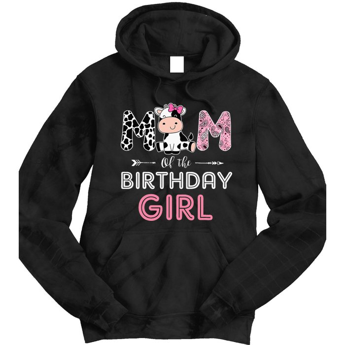 Mom of The Birthday Farm Cow Mommy Family Matching Tie Dye Hoodie