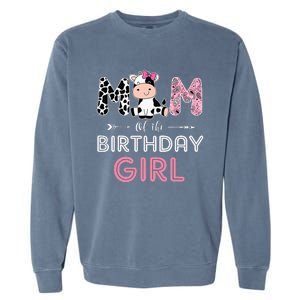 Mom of The Birthday Farm Cow Mommy Family Matching Garment-Dyed Sweatshirt