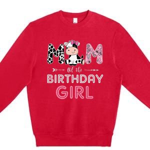 Mom of The Birthday Farm Cow Mommy Family Matching Premium Crewneck Sweatshirt