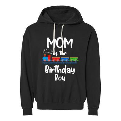 Mom Of The Birthday Train Toys Theme Garment-Dyed Fleece Hoodie