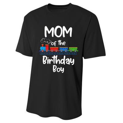 Mom Of The Birthday Train Toys Theme Performance Sprint T-Shirt