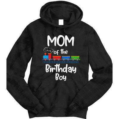 Mom Of The Birthday Train Toys Theme Tie Dye Hoodie