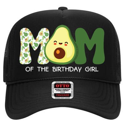 Mom Of The Birthday For Girl Avocado Mom Theme Birthday High Crown Mesh Back Trucker Hat