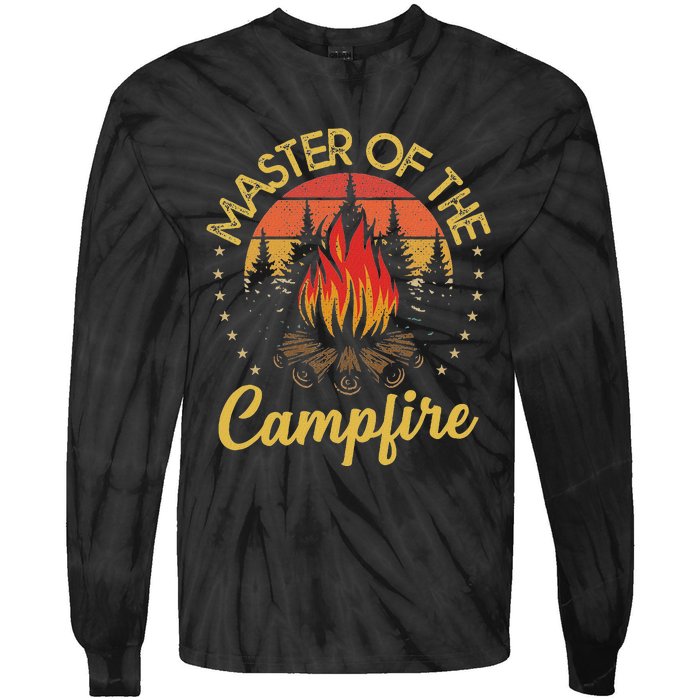 Master Of The Campfire Vintage Camping Lovers Tie-Dye Long Sleeve Shirt