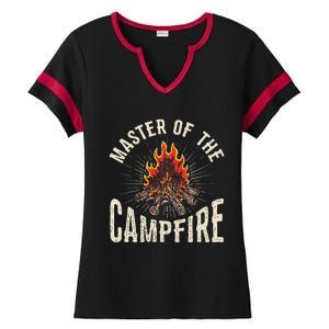 Master of the Campfire Wilderness Glamping Campfire Nature Ladies Halftime Notch Neck Tee