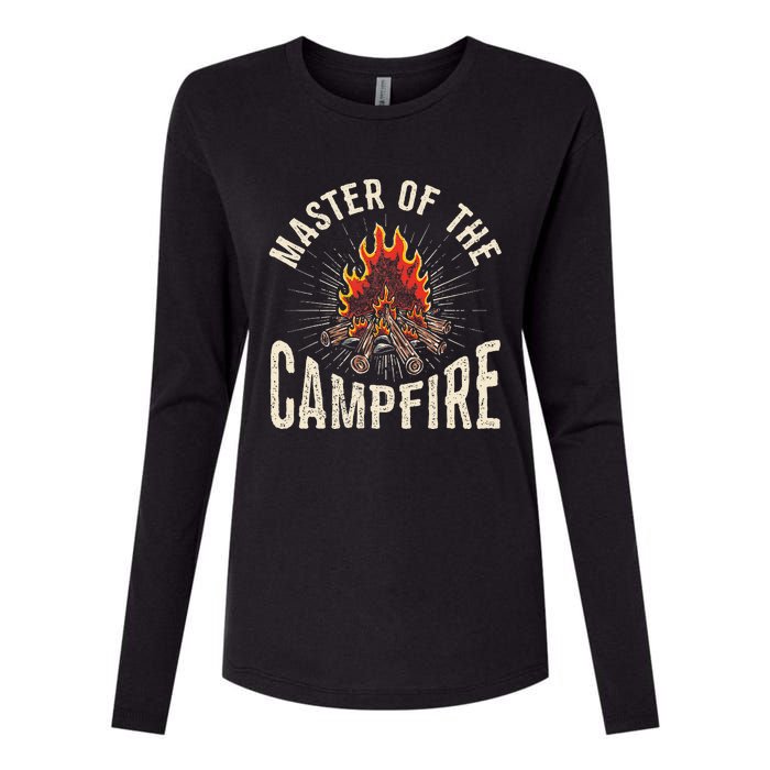 Master of the Campfire Wilderness Glamping Campfire Nature Womens Cotton Relaxed Long Sleeve T-Shirt