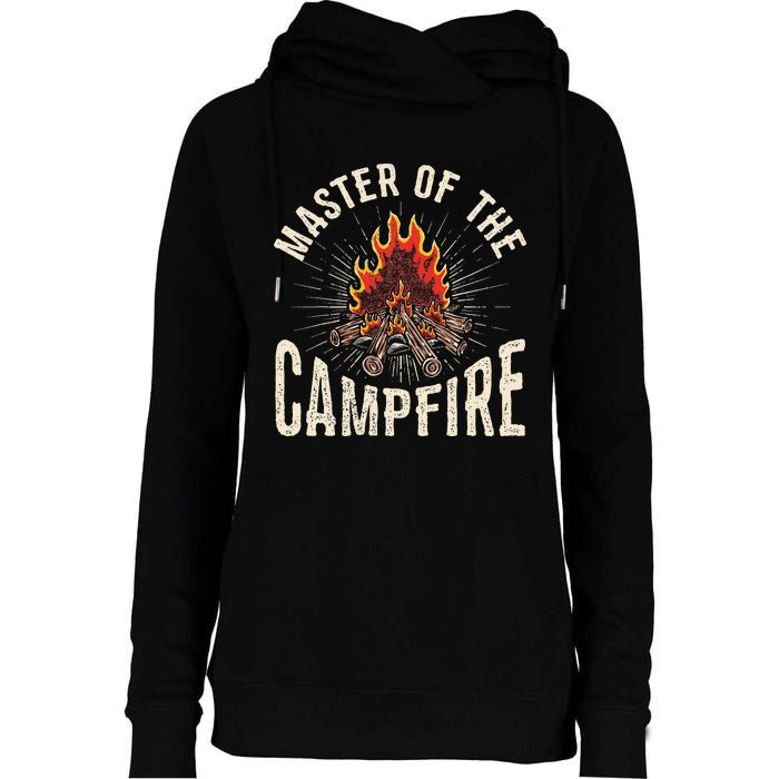 Master of the Campfire Wilderness Glamping Campfire Nature Womens Funnel Neck Pullover Hood