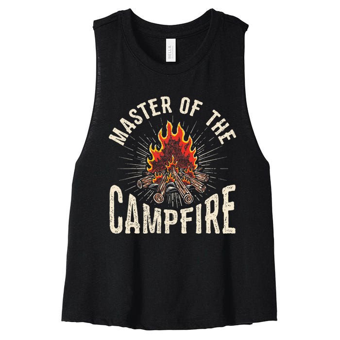 Master of the Campfire Wilderness Glamping Campfire Nature Women's Racerback Cropped Tank