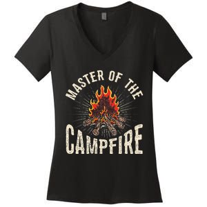 Master of the Campfire Wilderness Glamping Campfire Nature Women's V-Neck T-Shirt