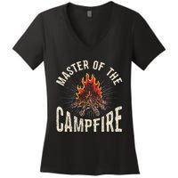 Master of the Campfire Wilderness Glamping Campfire Nature Women's V-Neck T-Shirt